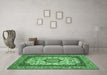 Machine Washable Medallion Emerald Green Traditional Area Rugs in a Living Room,, wshtr420emgrn