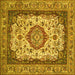 Square Medallion Yellow Traditional Rug, tr420yw