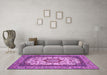 Machine Washable Medallion Purple Traditional Area Rugs in a Living Room, wshtr420pur