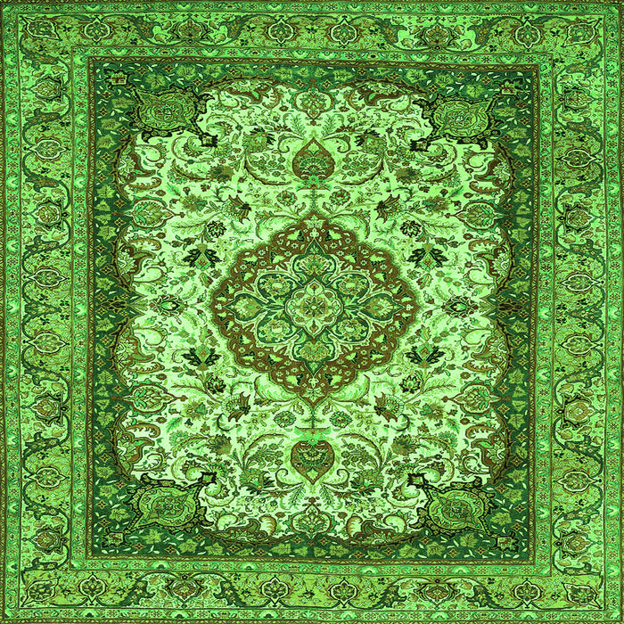 Serging Thickness of Medallion Green Traditional Rug, tr420grn