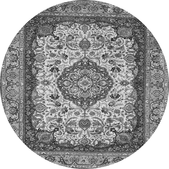 Machine Washable Medallion Gray Traditional Rug, wshtr420gry