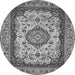 Machine Washable Medallion Gray Traditional Rug, wshtr420gry