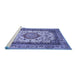 Sideview of Machine Washable Medallion Blue Traditional Rug, wshtr420blu