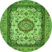 Square Medallion Green Traditional Rug, tr420grn