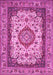 Machine Washable Medallion Pink Traditional Rug, wshtr420pnk