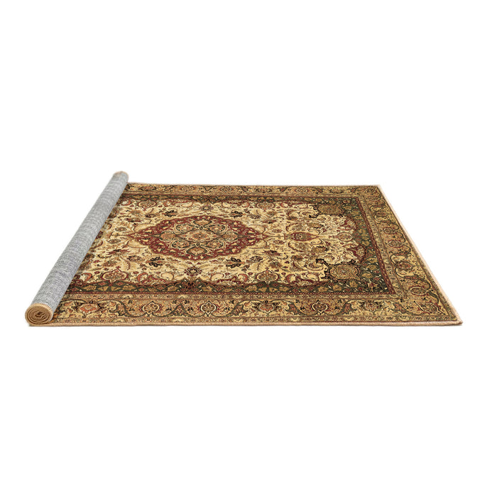 Sideview of Machine Washable Medallion Brown Traditional Rug, wshtr420brn