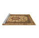 Sideview of Machine Washable Medallion Brown Traditional Rug, wshtr420brn