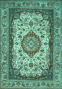 Medallion Turquoise Traditional Rug, tr420turq