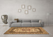 Machine Washable Medallion Brown Traditional Rug in a Living Room,, wshtr420brn