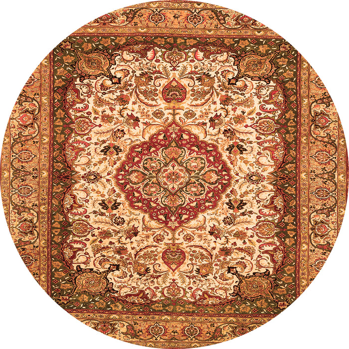 Square Medallion Orange Traditional Rug, tr420org