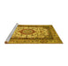 Sideview of Machine Washable Medallion Yellow Traditional Rug, wshtr420yw