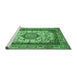 Sideview of Machine Washable Medallion Emerald Green Traditional Area Rugs, wshtr420emgrn