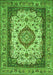 Serging Thickness of Machine Washable Medallion Green Traditional Area Rugs, wshtr420grn