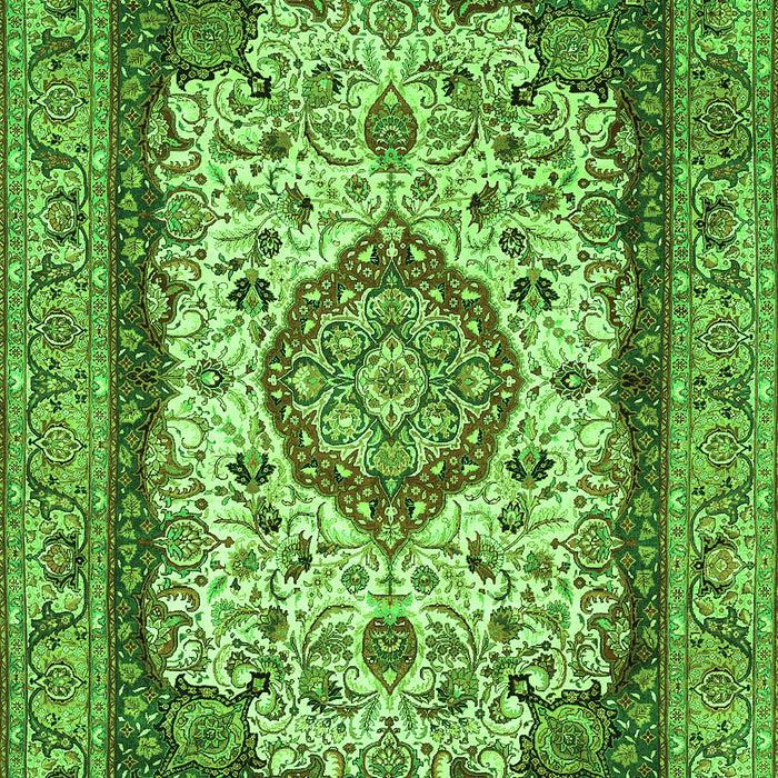 Serging Thickness of Machine Washable Medallion Green Traditional Area Rugs, wshtr420grn
