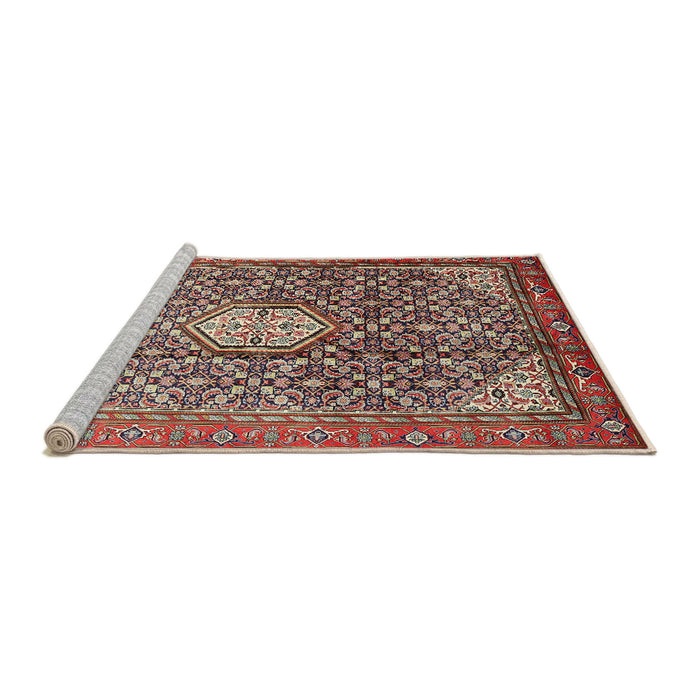 Sideview of Machine Washable Traditional Saffron Red Rug, wshtr421