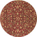 Round Machine Washable Persian Brown Traditional Rug, wshtr4210brn