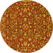 Round Persian Yellow Traditional Rug, tr4210yw