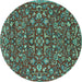 Round Persian Turquoise Traditional Rug, tr4210turq