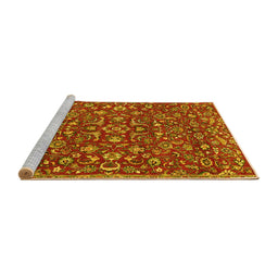 Sideview of Machine Washable Persian Yellow Traditional Rug, wshtr4210yw