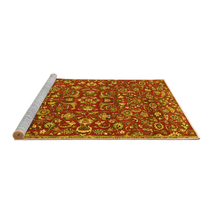 Sideview of Machine Washable Persian Yellow Traditional Rug, wshtr4210yw