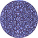 Round Persian Blue Traditional Rug, tr4210blu