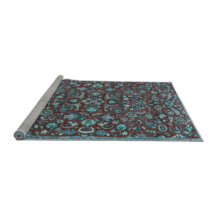 Sideview of Machine Washable Persian Light Blue Traditional Rug, wshtr4210lblu
