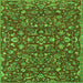 Round Machine Washable Persian Green Traditional Area Rugs, wshtr4210grn