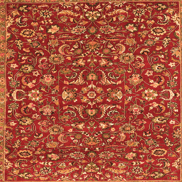 Round Machine Washable Persian Orange Traditional Area Rugs, wshtr4210org