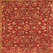 Round Machine Washable Persian Orange Traditional Area Rugs, wshtr4210org