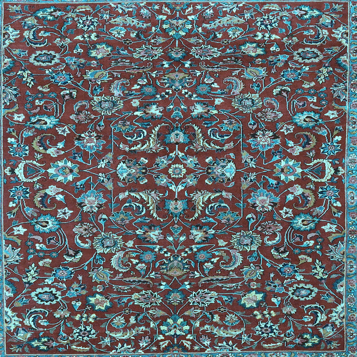 Square Machine Washable Persian Light Blue Traditional Rug, wshtr4210lblu