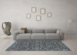 Machine Washable Persian Light Blue Traditional Rug in a Living Room, wshtr4210lblu