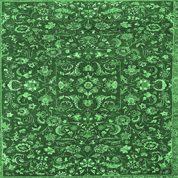 Square Machine Washable Persian Emerald Green Traditional Area Rugs, wshtr4210emgrn