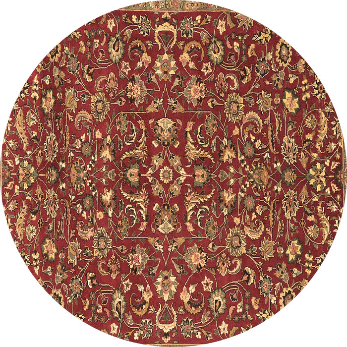 Round Persian Brown Traditional Rug, tr4210brn