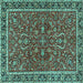 Square Persian Turquoise Traditional Rug, tr4211turq