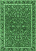 Machine Washable Persian Emerald Green Traditional Area Rugs, wshtr4211emgrn