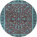 Round Persian Light Blue Traditional Rug, tr4211lblu