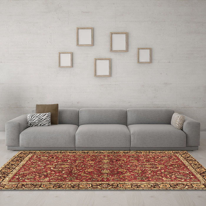 Machine Washable Persian Brown Traditional Rug in a Living Room,, wshtr4211brn