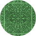 Round Persian Emerald Green Traditional Rug, tr4211emgrn