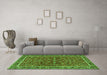 Machine Washable Persian Green Traditional Area Rugs in a Living Room,, wshtr4211grn