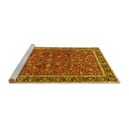 Sideview of Machine Washable Persian Yellow Traditional Rug, wshtr4211yw