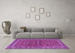 Machine Washable Persian Purple Traditional Area Rugs in a Living Room, wshtr4211pur