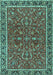 Machine Washable Persian Turquoise Traditional Area Rugs, wshtr4211turq