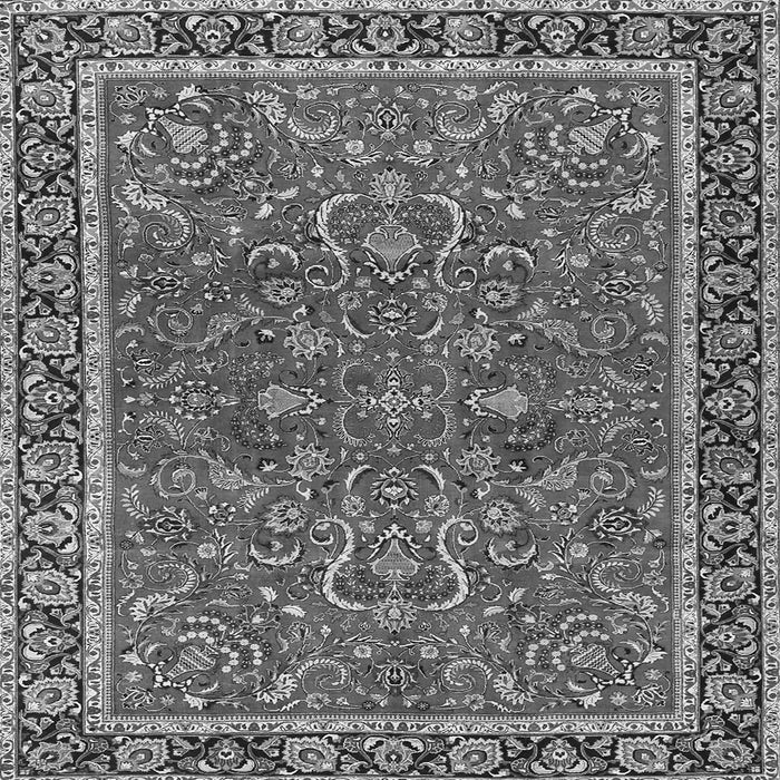 Round Machine Washable Persian Gray Traditional Rug, wshtr4211gry