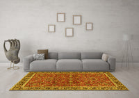 Machine Washable Persian Yellow Traditional Rug, wshtr4211yw