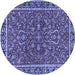 Round Machine Washable Persian Blue Traditional Rug, wshtr4211blu