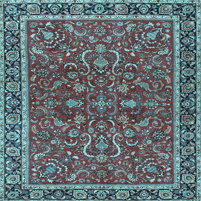 Square Machine Washable Persian Light Blue Traditional Rug, wshtr4211lblu