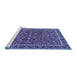 Sideview of Machine Washable Persian Blue Traditional Rug, wshtr4211blu