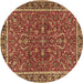 Round Persian Brown Traditional Rug, tr4211brn