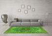 Machine Washable Medallion Green Traditional Area Rugs in a Living Room,, wshtr4212grn