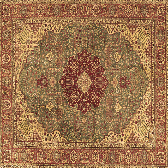 Square Machine Washable Medallion Brown Traditional Rug, wshtr4212brn